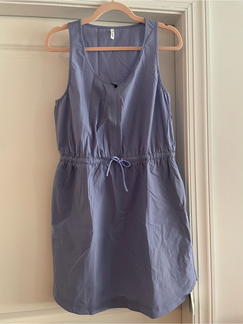 HALARA Lavender-Blue Sleeveless Drawstring Mini Dress